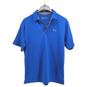 NEW Under Armour Mens Large Blue Heatgear Loose Fit Polo Shirt Golf Athletic